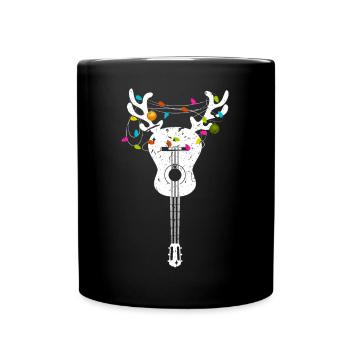 Xmas Guitarist Rentier Weihnachten Akustikgitarre - Tasse einfarbig - Schwarz - Vorne