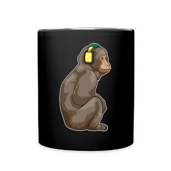 Musique casque Monkey - Mug uni - noir - Devant