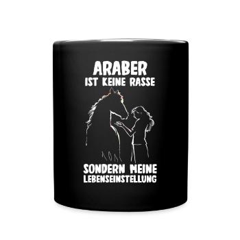 Pferd Reitsport Reiten Pferdesport Araber - Tasse einfarbig - Schwarz - Vorne