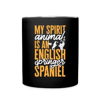 English Springer Spaniel Hund - Tasse einfarbig - Schwarz - Vorne
