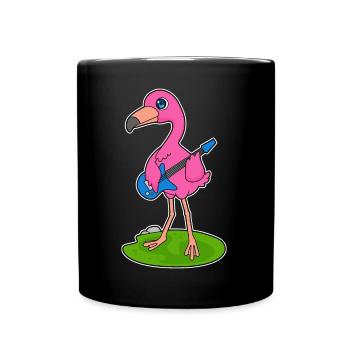 Flamingo Musician Guitar Music - Full Colour Mug - black - Front