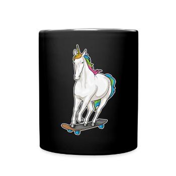 Einhorn Skater Skateboard - Tasse einfarbig - Schwarz - Vorne