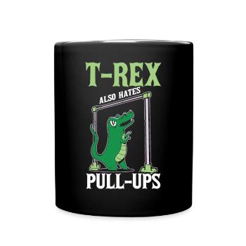 Lustiger T-Rex Gym Tyrannosaurus Rex Dinosaurier - Tasse einfarbig - Schwarz - Vorne