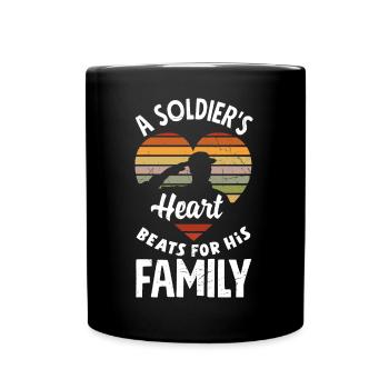 A Soldier's Heart Beats for his Family Father's - Tasse einfarbig - Schwarz - Vorne
