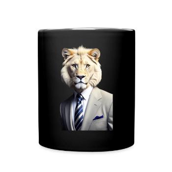 Lion in suit - Full Colour Mug - black - Front