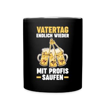 Papa Vater Bier Saufen Vatertag - Tasse einfarbig - Schwarz - Vorne