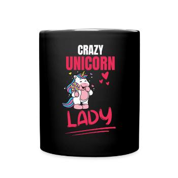 Lady Frauen Fantasy Tier Lustiges Geschenk Einhorn - Tasse einfarbig - Schwarz - Vorne