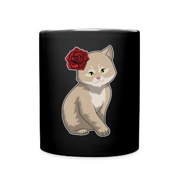 Cat Rose - Full Colour Mug - black - Front