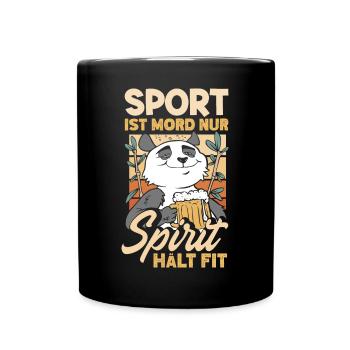 Sport ist Mord nur Sprit hält fit Biertrinker & - Tasse einfarbig - Schwarz - Vorne