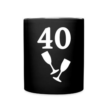 Geburtstagsshirt, 40 sektgläser silhouette - Tasse einfarbig - Schwarz - Vorne