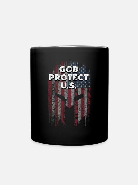 God Protect US 4th of July Independence Fourth of - Full Colour Mug - black