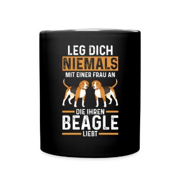 Hund Beagle - Tasse einfarbig - Schwarz - Vorne