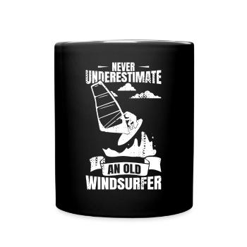 Ne sous-estimez jamais un vieux véliplanchiste - Mug uni - noir - Devant