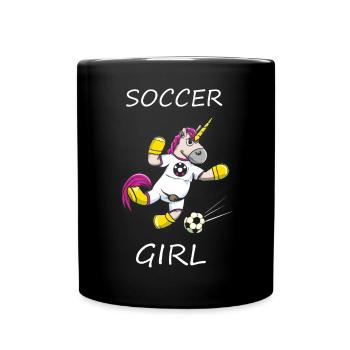 Soccer Unicorn Girl Saying - Full Colour Mug - black - Front