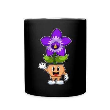 Lustige Orchidee - Tasse einfarbig - Schwarz - Vorne