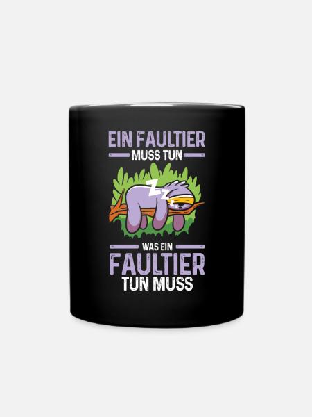 Faultier - Tasse einfarbig - Schwarz