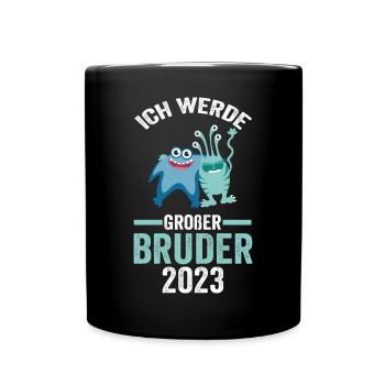 Ich werde großer Bruder 2023 - Tasse einfarbig - Schwarz - Vorne