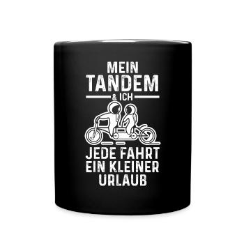 Fahrrad Radfahrer Tandem - Tasse einfarbig - Schwarz - Vorne