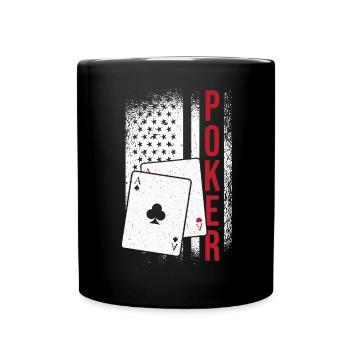 American Flag Cardgame Bluffing Aces Spades Poker - Tasse einfarbig - Schwarz - Vorne