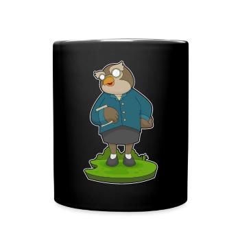 Eule Sekretärin Brille Büro - Tasse einfarbig - Schwarz - Vorne