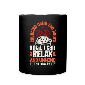 I can relax and unwind at the BBQ party - Full Colour Mug - black - Front