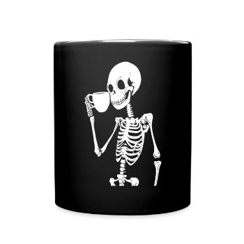 Sarcastic Funny Skeleton Drinking Espresso Coffee - Full Colour Mug - black - Front