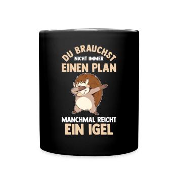 Tiermotiv Igel - Tasse einfarbig - Schwarz - Vorne