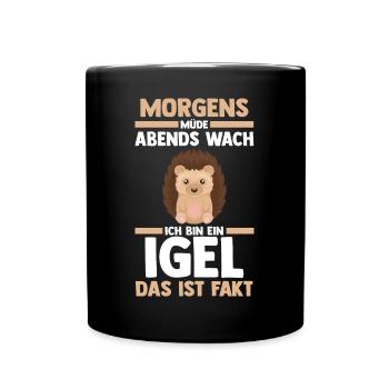 Tiermotiv Igel - Tasse einfarbig - Schwarz - Vorne