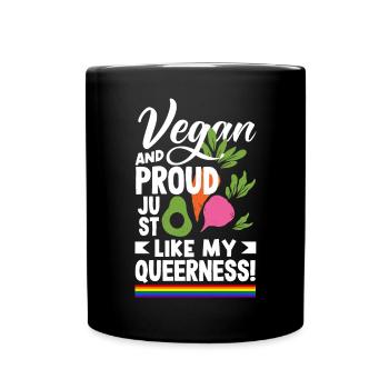 Vegan et fier tout comme mon Queerness Vegan - Mug uni - noir - Devant