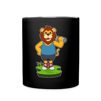 Lion Bodybuilder Dumbbell Bodybuilding - Mug uni - noir - Devant