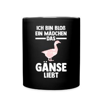 Gans Gänse - Tasse einfarbig - Schwarz - Vorne