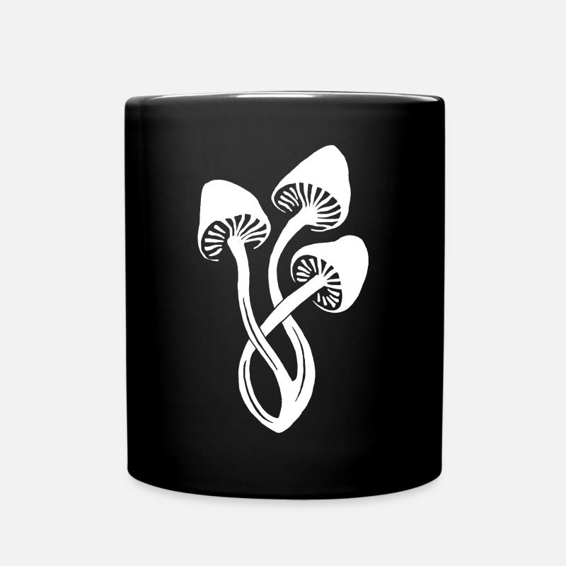 Weißes Pilz-Trio - Tasse einfarbig - Schwarz