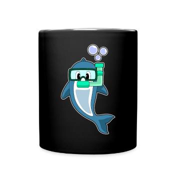 Dolphin Diver Snorkel Diving - Full Colour Mug - black - Front