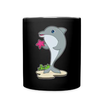 Dolphin Starfish - Full Colour Mug - black - Front