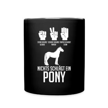 Pferd Reiten Reiter Reiterin Reitsport Pferde Pony - Tasse einfarbig - Schwarz - Vorne