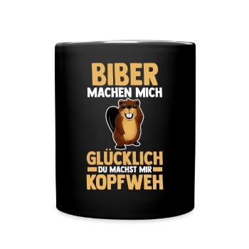 Nagetier Biberliebhaber Biber - Tasse einfarbig - Schwarz - Vorne