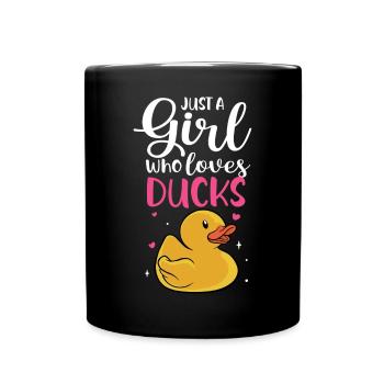 Duckie Duckling Women Just A Girl Who Loves Rubber - Tasse einfarbig - Schwarz - Vorne