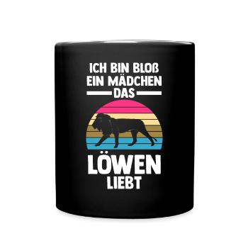 Löwe Löwen - Tasse einfarbig - Schwarz - Vorne