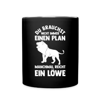 Löwe Löwen - Tasse einfarbig - Schwarz - Vorne