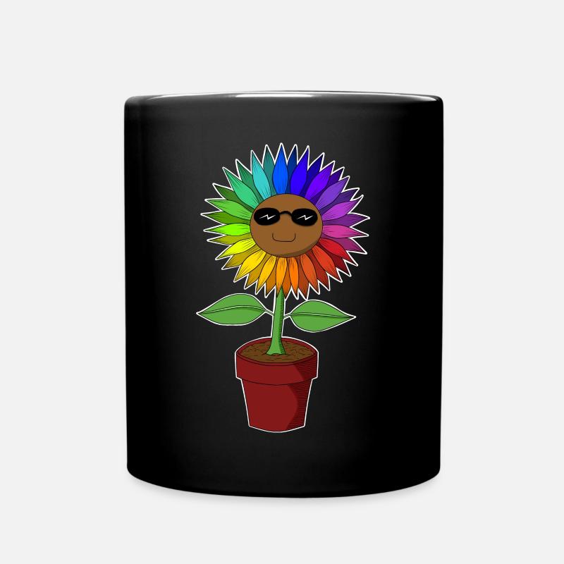 Bunte Sonnenblumen - Tasse einfarbig - Schwarz
