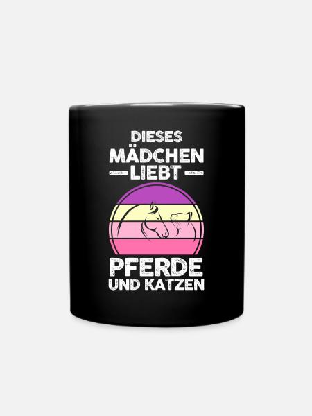 Pferde Pferdeliebhaber Katzenliebhaber Katzen - Tasse einfarbig - Schwarz