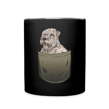 Irish Soft Coated Wheaten Terrier - Tasse einfarbig - Schwarz - Vorne