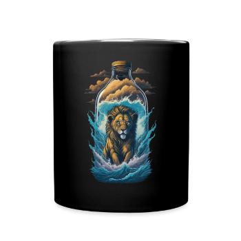 Lion Bottle - Full Colour Mug - black - Front