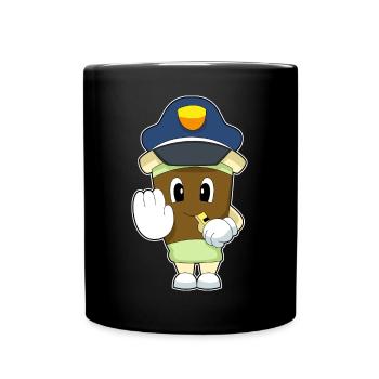 Kaffee Polizist Trillerpfeife Polizei - Tasse einfarbig - Schwarz - Vorne