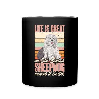 Old English Sheepdog Sheepie Bobtail - Full Colour Mug - black - Front