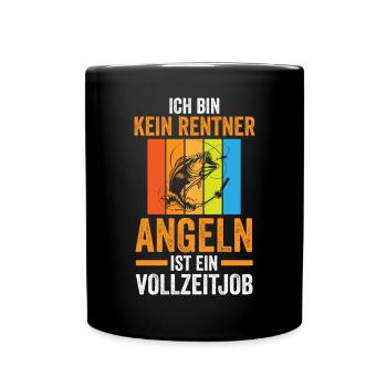 Angel Fischen Ruhestand Opa Angeln Rentner Angler - Tasse einfarbig - Schwarz - Vorne