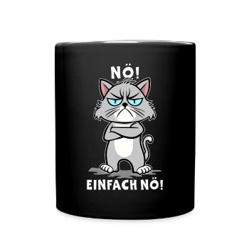 Nö! Einfach Nö Katze lustiger, ironischer Spruch - Tasse einfarbig - Schwarz - Vorne