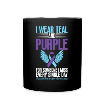 Je porte du sarcelle et du violet pour la conscience - Mug uni - noir - Devant
