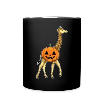 Giraffe Halloween Kürbis - Tasse einfarbig - Schwarz - Vorne