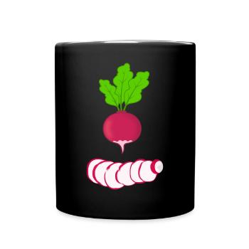 Radis rouge avec feuilles, légumes, radis - Mug uni - noir - Devant